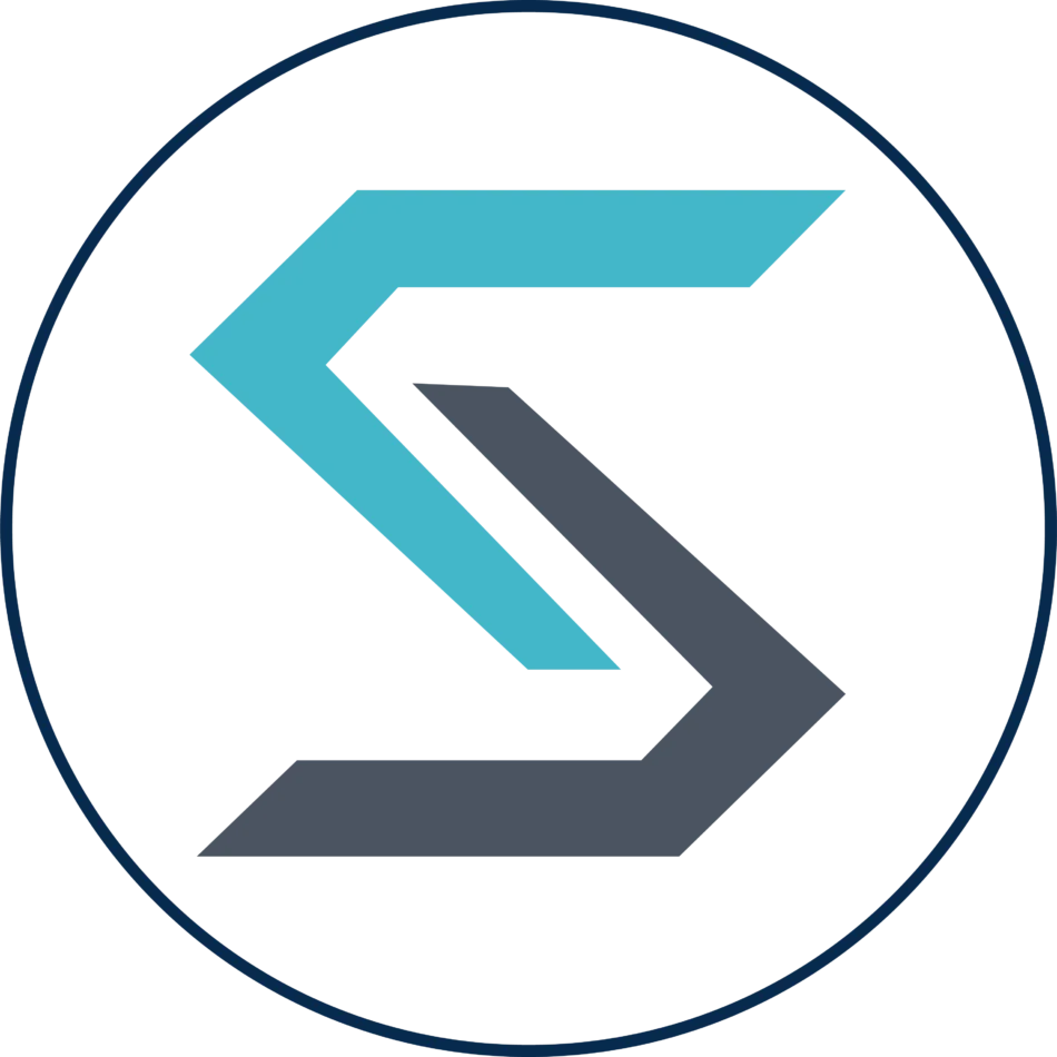 Serial Stage MedTech Advisors icon on white background showing stylized “S” in teal and graphite.