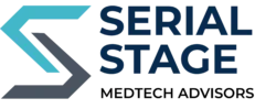 Serial Stage MedTech Advisors logo on white background featuring teal and graphite “S” symbol and dark blue text.